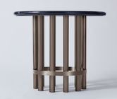 Port Laurent Marble Top Wooden Dining Room Tables With Dark Bronze Finish Metal Base