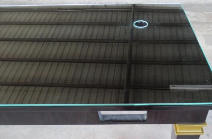 Sheen Glass Top Writing Table de alto brilho para o hotel de 5 estrelas, Ebony Wood Veneer 1
