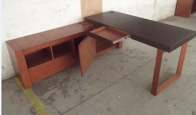 Mesa de escritório em forma de L com gavetas da corrediça/Cherry Wood Desk montado 0