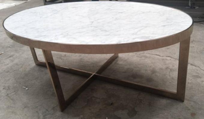 Quartzo branco da mesa de centro superior interna da sala de visitas da pedra da mobília com base do metal 0