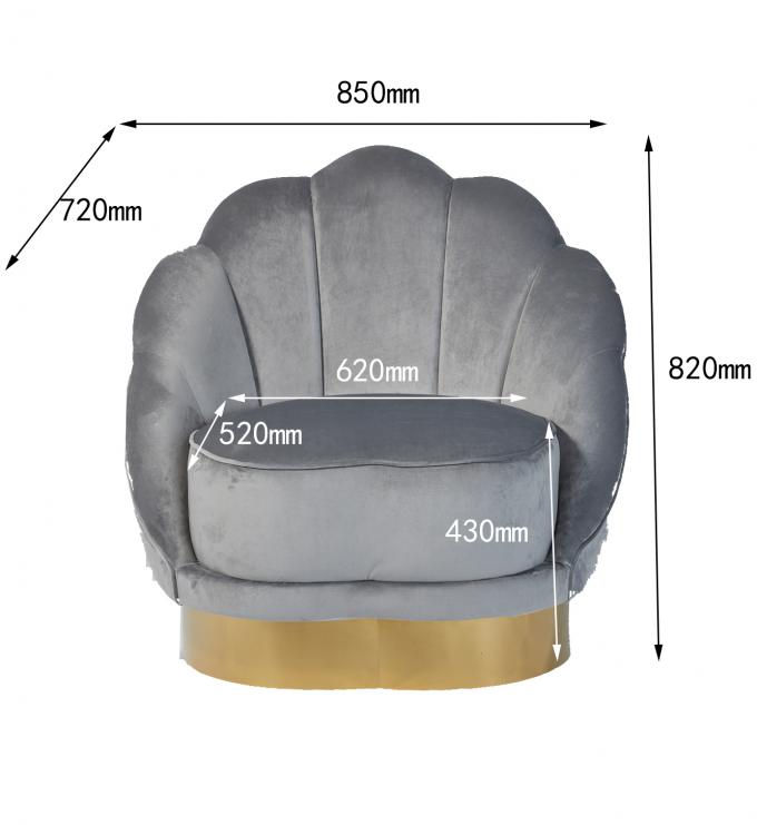 Vieira americana Shell Shaped Living Room Sofa da tela de veludo 2