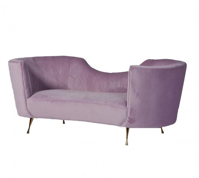 Sofá curvado original de veludo do rosa de bebê do arco de estofamento 0