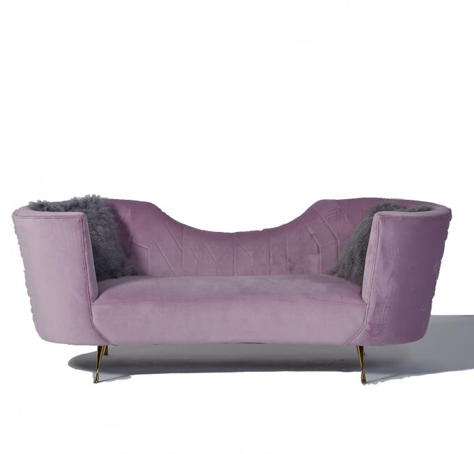 Sofá curvado original de veludo do rosa de bebê do arco de estofamento 1