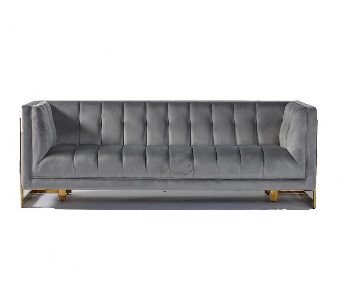 A tela de veludo adornou a sala de visitas moderna Sofa With Hallow Metal Legs 0