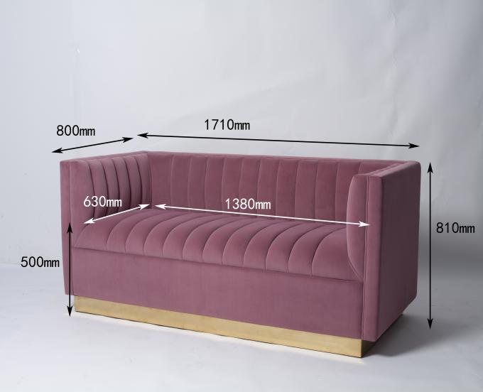 Forme veludo cor-de-rosa fumarento Sofa With Metal Base adornado 0