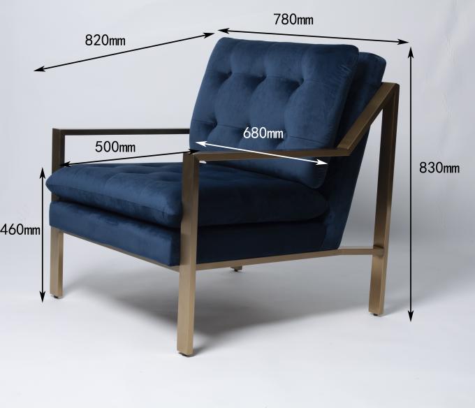 Único botão profundo luxuoso Sofa With Hallow Metal Legs de Blue Velvet 0
