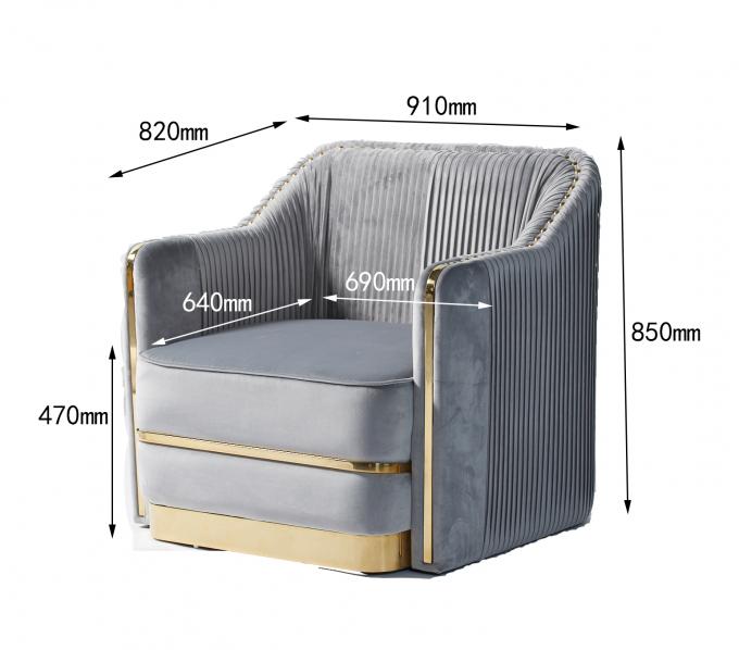 Tela luxuosa clara único Sofa With Stainless Steel Decorated de veludo do estilo 0
