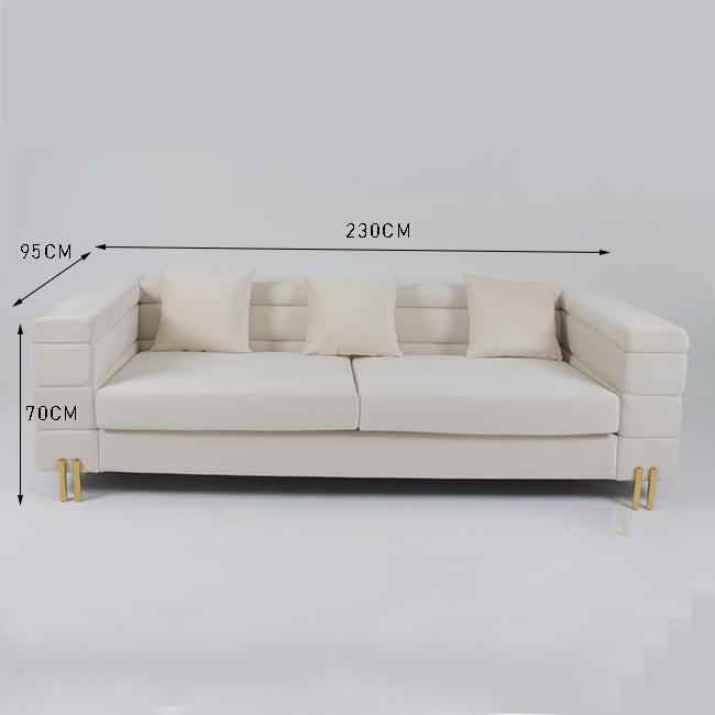 3 o veludo de Seater 70cm adornou Sofa With Slim Metal Leg 0