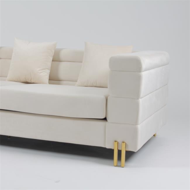 3 o veludo de Seater 70cm adornou Sofa With Slim Metal Leg 1