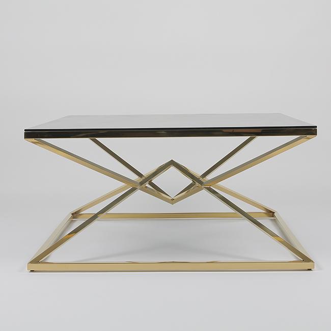 Mesa de centro de sobreposição do quadro do metal dos triângulos 0.5cbm com vidro limpo 1