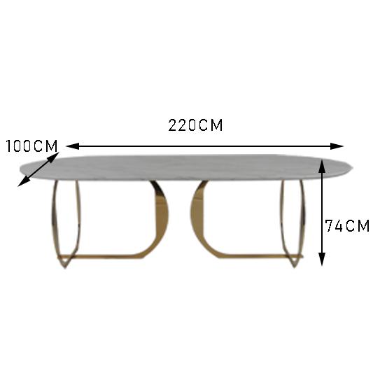 Mesa de jantar 160KG superior de mármore branca de aço inoxidável moderna 0