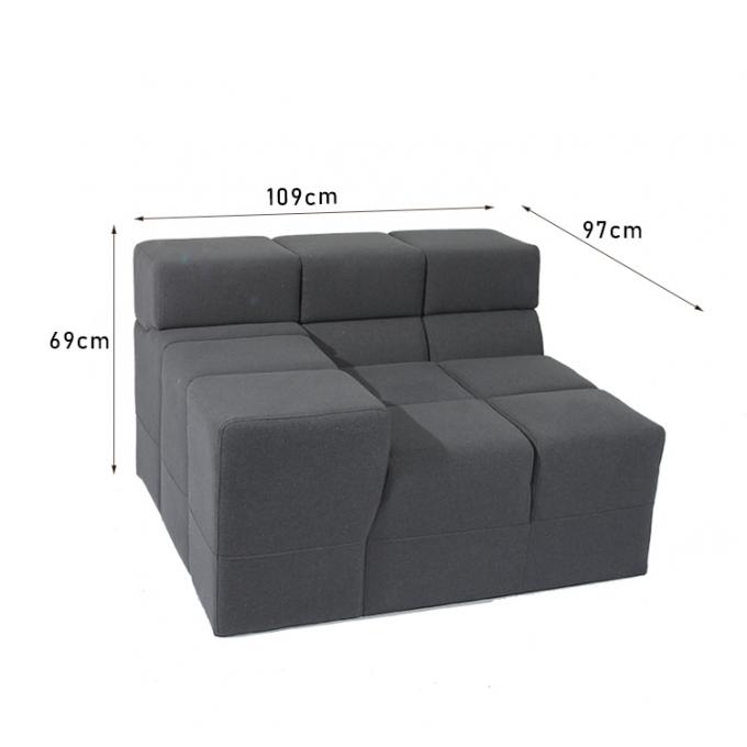 Sala de visitas enchida de linho nórdica de Grey Fabric Modular Sofa For de veludo 0