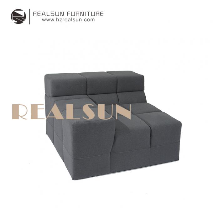 Sala de visitas enchida de linho nórdica de Grey Fabric Modular Sofa For de veludo 1