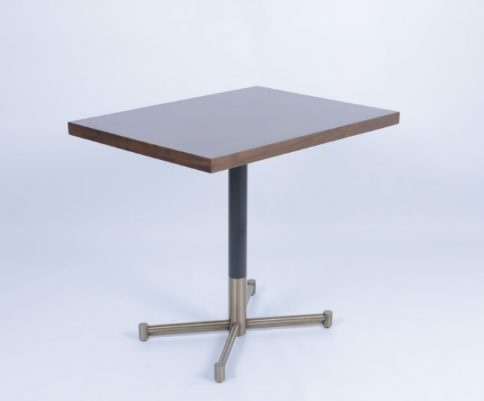 Mesa de cama de madeira com base de aço inoxidável luxo moderno 1