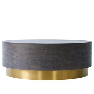comprar Base de aço inoxidável arredondada superior de madeira do ouro da mesa de centro da sala de visitas Fabricação em linha