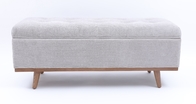 Nordic Style Light Luxury Fabric Bed End Bench Solid Wood Base