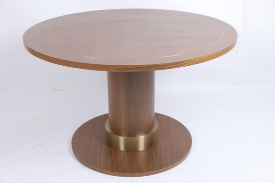 Bom preço Base do suporte da mesa de jantar da beira do embutimento do metal do folheado do carvalho branco com colar do metal on-line