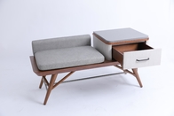 Hotel Bedroom Upholstery Luggage Bench With Drawer Solid Wood Legs