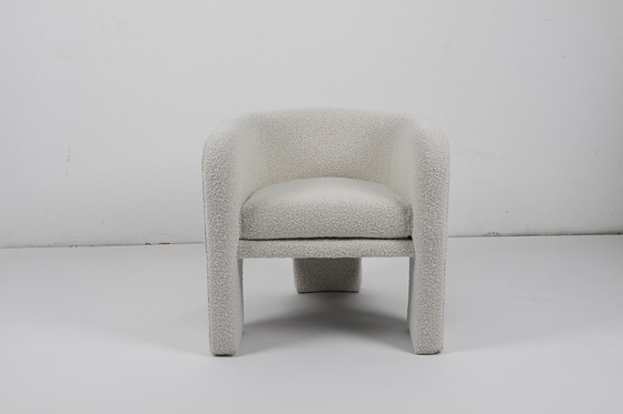 comprar Acento preguiçoso da sala de estar de lãs do cordeiro de Sofa Cream White Boucle Chair do Lambswool único Fabricação em linha