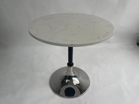 comprar Tabela de cocktail pequena de mármore branca do círculo superior da cisne do espaço com base de aço inoxidável Fabricação em linha