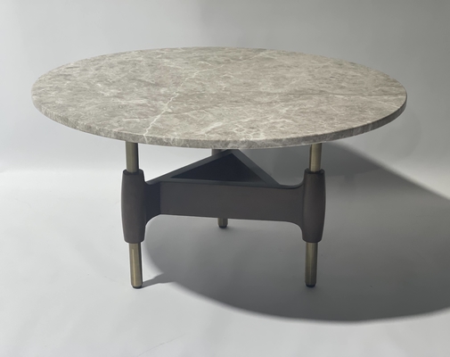 comprar Mesa de centro personalizada da sala de visitas com parte superior de bronze escovada do mármore da base do metal Fabricação em linha