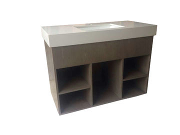 comprar Vaidade abertas feitas sob encomenda do banheiro da madeira maciça do cubo sem quartzo branco das partes superiores Fabricação em linha