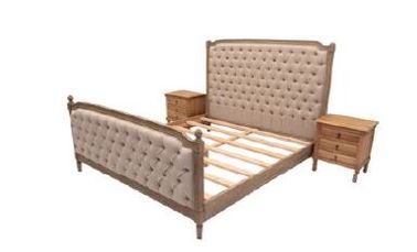 comprar A madeira de carvalho estofou grupos de quarto, rei de linho Size Upholstered Bed da tela Fabricação em linha