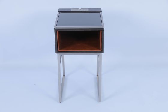 comprar Mesas de cama de hotel moderno de madeira maciça de aço inoxidável mesa de noite personalizada Fabricação em linha