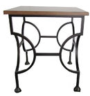 Durable Metal And Wood Side Table Laminate Top With Black Powder Coat Finish