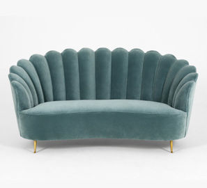 comprar Sofá longo alugado do casamento da tela de Blue Velvet da parte traseira da mobília popular de madeira do evento Fabricação em linha