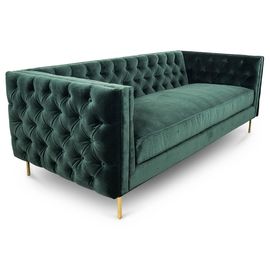comprar O botão dourado do pé do metal adornou Sofa Sets For Wedding/sala de visitas, tela preta de veludo Fabricação em linha