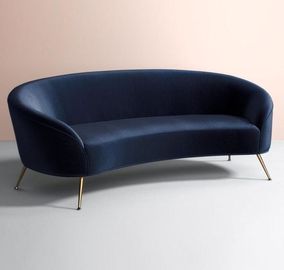 comprar Sofá azul do metal do arrendamento da mobília do evento da mobília de estofamento da tela de veludo da mobília da casa com pé 4 de bronze na cor preta Fabricação em linha