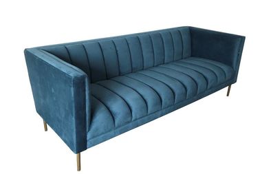 comprar Mobília azul de estofamento da tela do sofá do modelo 2018 novo para o sofá alugado do metal do casamento Fabricação em linha