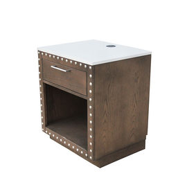 comprar Madeira maciça branca Nightstand da gaveta da parte superior 1 de quartzo, madeira moderna Nightstand feito-à-medida Fabricação em linha