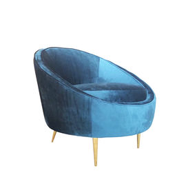 comprar 2018 sofá de veludo azul de Hotsale único, cadeira de sala de estar de veludo com pés dourados do metal Fabricação em linha