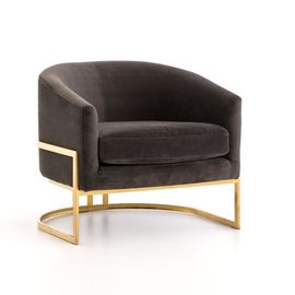 comprar poltrona europeia moderna de veludo do estilo da venda 2018 quente com base dourada do metal Fabricação em linha