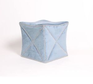 comprar Cubo moderno do tamborete do otomano do quadrado de estofamento de Blue Velvet para o quarto Fabricação em linha