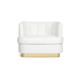 comprar Base dourada poltrona branca da sala de estar da poltrona do clube da sala de visitas da casa do lazer do acento do estilo chinês da tela de veludo da única Fabricação em linha
