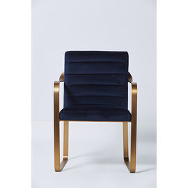 comprar Cadeira contratante moderna popular da sala de visitas de Blue Velvet com bronze escovado base do metal Fabricação em linha