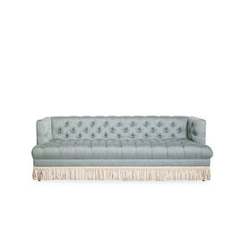 comprar Os clássicos novos do projeto denominam o sofá 3 Seater Grey Velvet Fabric Sofa With Tasseles elegante da sala de visitas Fabricação em linha