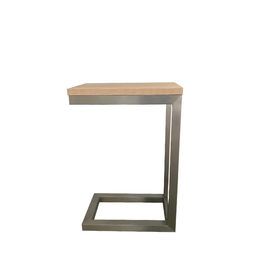 comprar Mesa de centro lateral escovada do folheado de madeira pequeno do quadro de madeira do pé do níquel para a sala de visitas Fabricação em linha