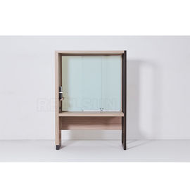 comprar O lado de madeira de vidro da mesa de escrita dos pés do quadro do metal montou o fechamento macio com gavetas Fabricação em linha