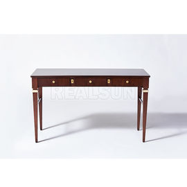 comprar Mesa de escrita de madeira antiga do MDF com pés da madeira maciça do folheado da noz com a gaveta três Fabricação em linha