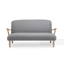 comprar Sala de visitas antiga de linho elegante Sofa With Wooden Handle de Loveseat 2 Seater Fabricação em linha