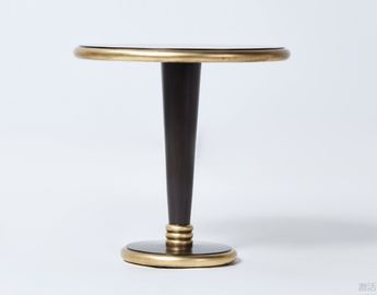 comprar Mesa de jantar de madeira do círculo do folheado da noz com base da folha da borda e de ouro da madeira maciça Fabricação em linha