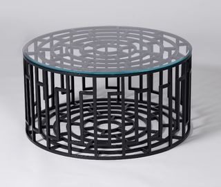 comprar Mesa de centro baixa da sala de visitas do metal preto com vidro moderado claro Fabricação em linha