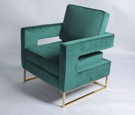 comprar Cadeira ocasional de veludo verde de aço inoxidável moderno dos pés do ouro Fabricação em linha