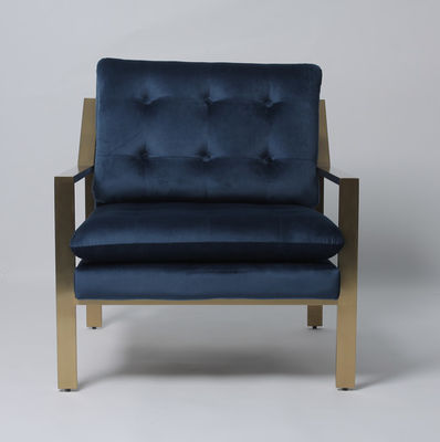 comprar Único botão profundo luxuoso Sofa With Hallow Metal Legs de Blue Velvet Fabricação em linha
