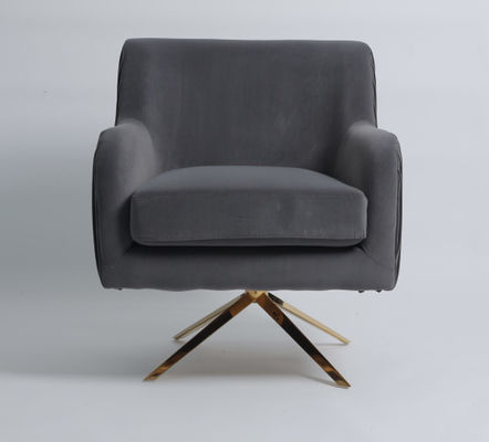 comprar Pés de aço inoxidável Grey Velvet Armchair moderno do ouro Fabricação em linha