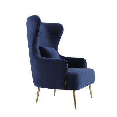 comprar Única poltrona estofada de Blue Velvet com pé do metal Fabricação em linha